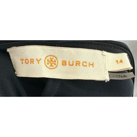 RARE Tory Burch Satin Maxi Slip Dress Womens Size 14 Black Floral Formal Prom